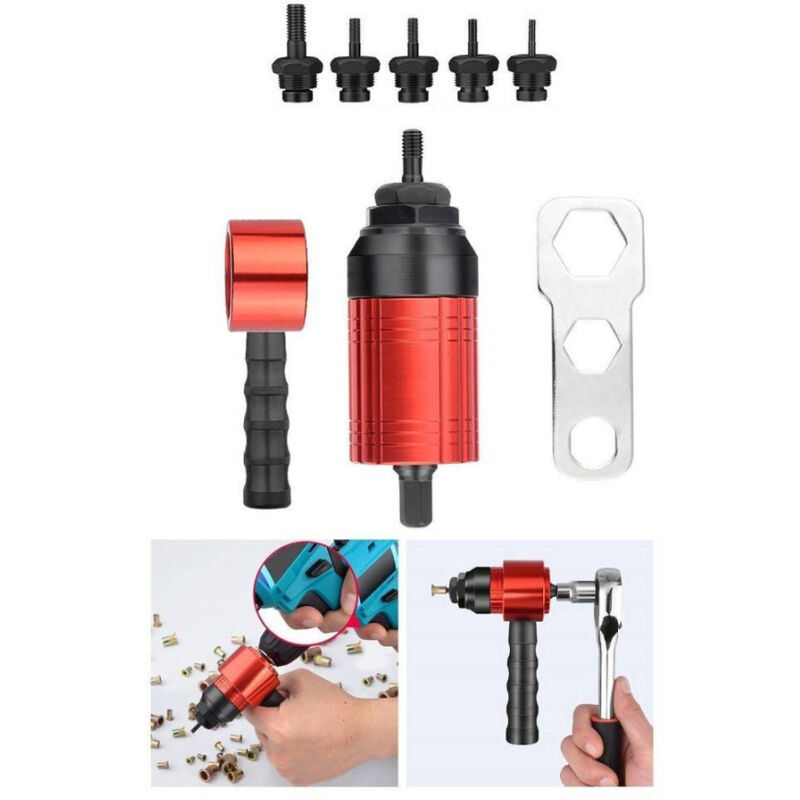 foto del prodotto trade shop traesio adattatore per rivetti elettrici per trapano a batteria m3 m4 m5 m6 m8 utensili 