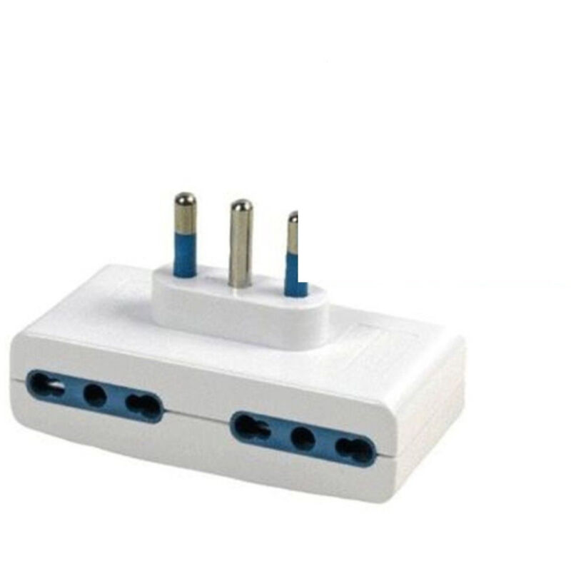 foto del prodotto trade shop traesio adattatore quadruplo piatto con 4 prese 16a bipasso spina 16a 