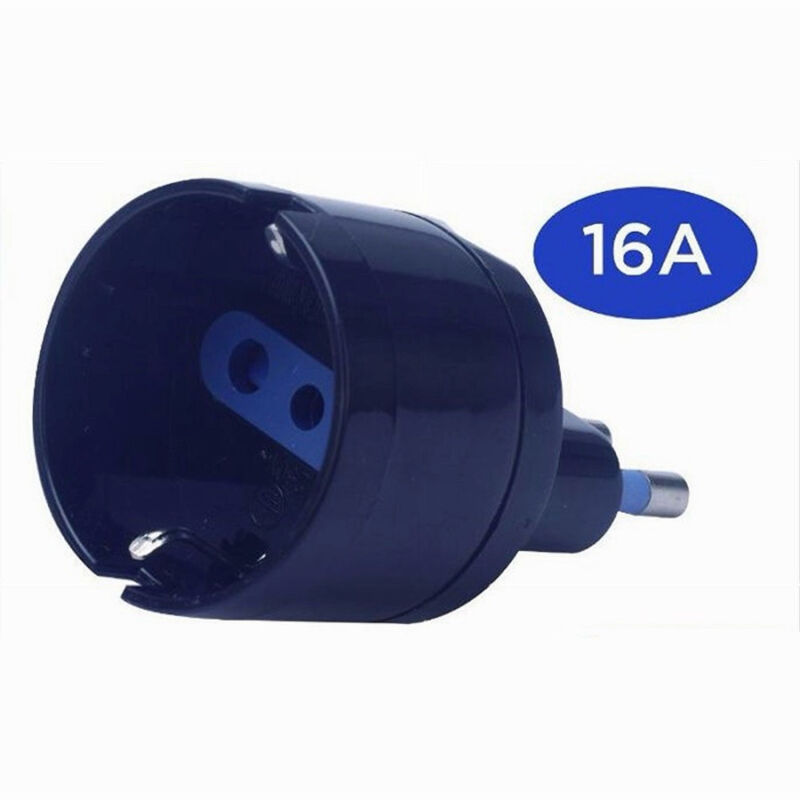 foto del prodotto trade shop traesio adattatore spina elettrica 2p t 16a con 1 presa ita 10a schuko 16a 2p t nero 83036 