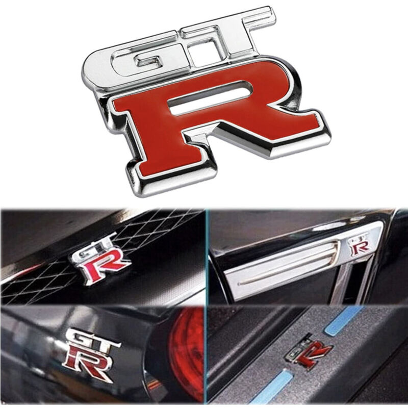 foto del prodotto trade shop traesio adesivo decorazione 3d in metallo cromato per auto figura stemma gt r sticker 
