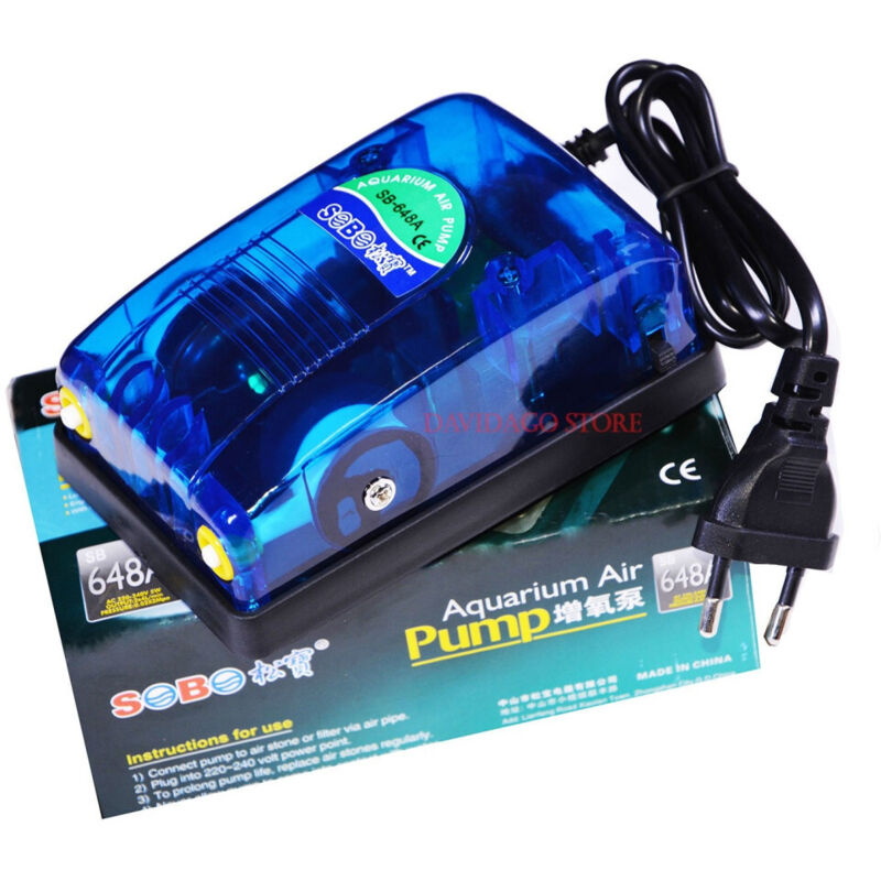 foto del prodotto trade shop traesio aeratore pompa aria sb 648a per acquario esterna due uscite riciclo ossigeno 5w 