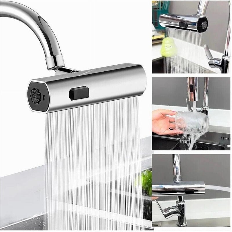 foto del prodotto trade shop traesio - aeratore rubinetto cucina rotazione 360 prolunga lavandino bagno multifunzione -