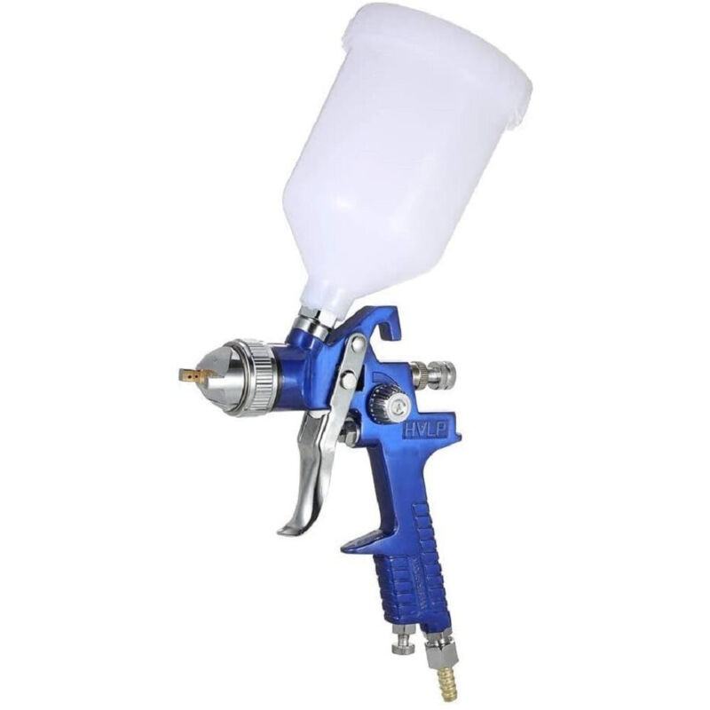 foto del prodotto trade shop traesio - aerografo ad aria compressa ugello 1.7mm pistola spruzzo spray 600ml verniciare hvlp -
