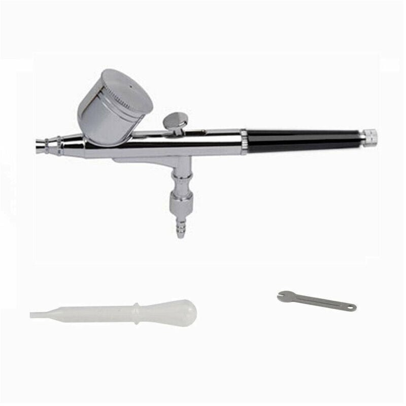 foto del prodotto trade shop traesio aerografo pistola aerografica in acciaio tratto fine ugello 0.3mm capacita 7 cc 