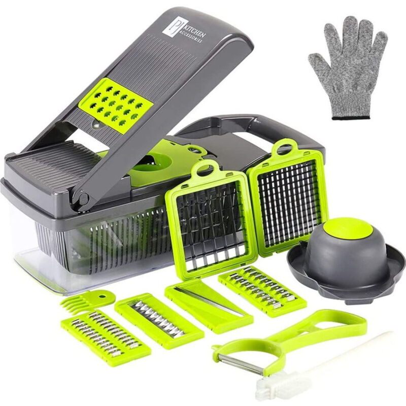 foto del prodotto trade shop traesio affettatrice multitagliera pialla grattugia tritatutto verdure mandolina 22 in 1 