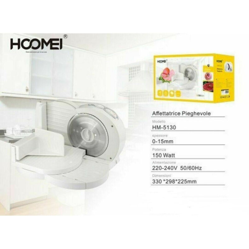 foto del prodotto trade shop traesio affettatrice pieghevole professionale 150w lama 150 mm inossidabile hm 5130 