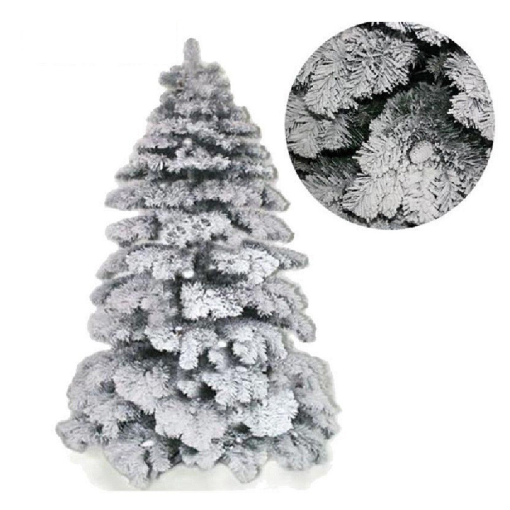 foto del prodotto trade shop traesio albero di natale 120cm abete snow con effetto innevato bianco base a croce 