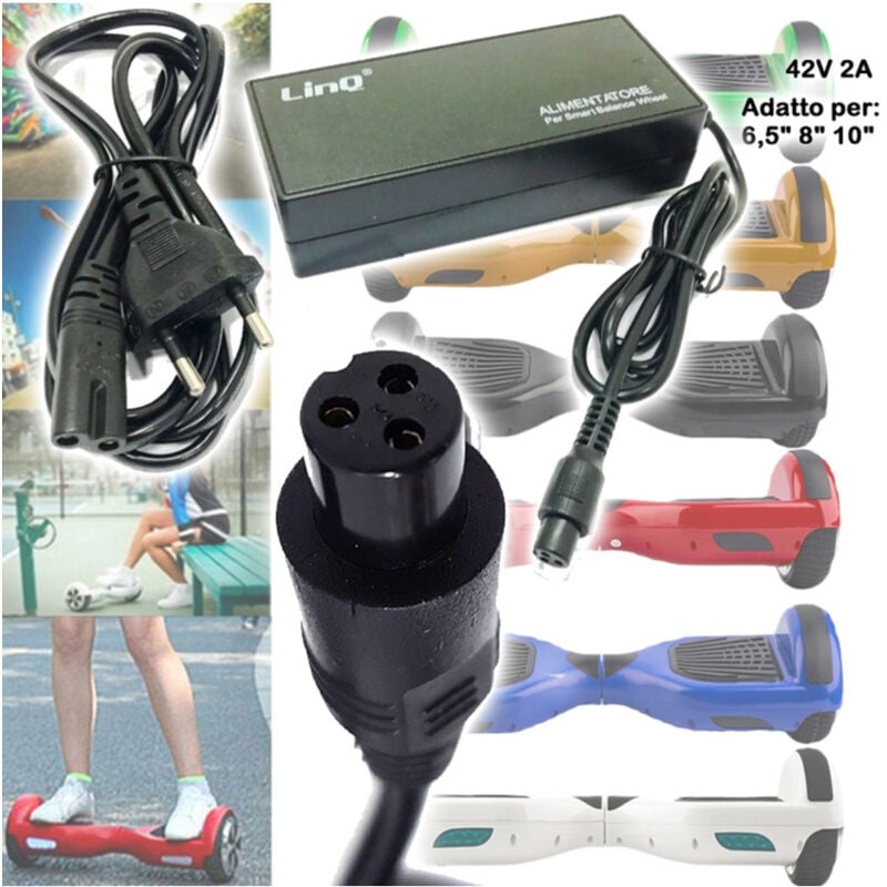 foto del prodotto trade shop traesio alimentatore caricabatteria smart balance hoverboard output 42 v 2 ahm 