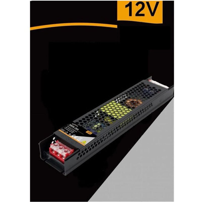 foto del prodotto trade shop traesio alimentatore slim metallico stabilizzato 200 watt dc 12v 2 uscite fhyla200w12v 