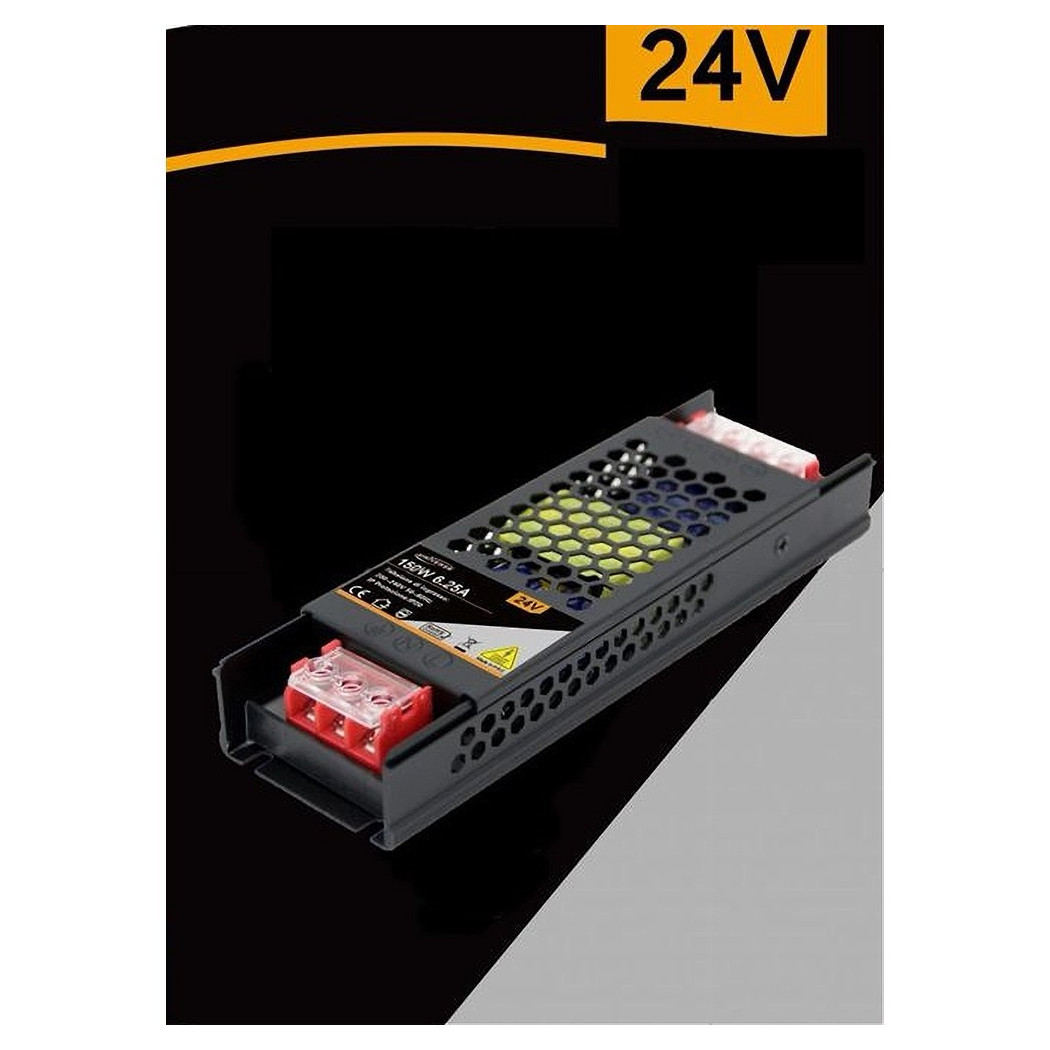 foto del prodotto trade shop traesio alimentatore slim stabilizzato 24v 150w switch trasformatore 6.25mha fhyla150w24v 