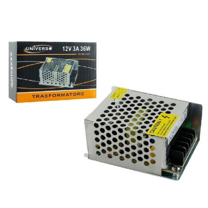 foto del prodotto trade shop traesio alimentatore stabilizzato 12v 3ampere switch trasformatore top quality 36w s 3aa 