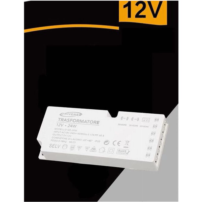 foto del prodotto trade shop traesio alimentatore switching dc12v 24w 2a 6 uscite 3 ingresso sensore strip led qs 24w 