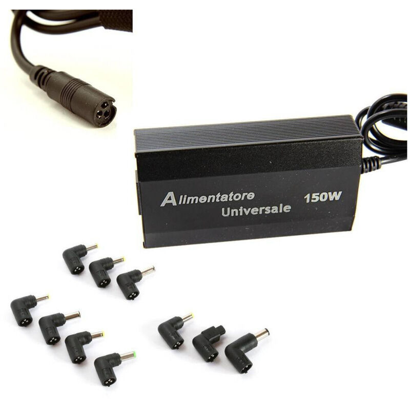 foto del prodotto trade shop traesio alimentatore universale 150w pc laptop usb ufficio casa notebook 10 adattatori 