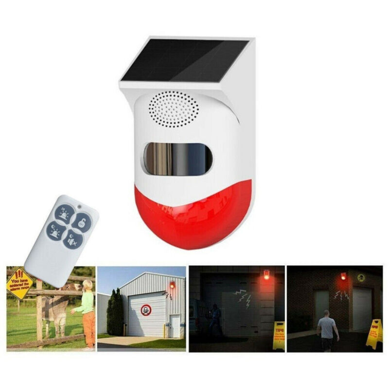 foto del prodotto trade shop traesio allarme antifurto solare sensore movimento 120db con telecomando sirena q bj200 