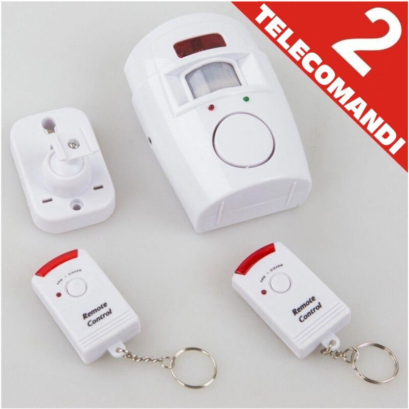 foto del prodotto trade shop traesio allarme con sensore infrarossi 2 telecomandi 105 db raggio 6 metri casa ufficio 