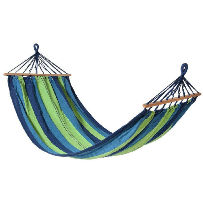 foto del prodotto trade shop traesio amaca 200 x 100 cm tessile riga blu verde multicolore campeggio giardino 65203a 