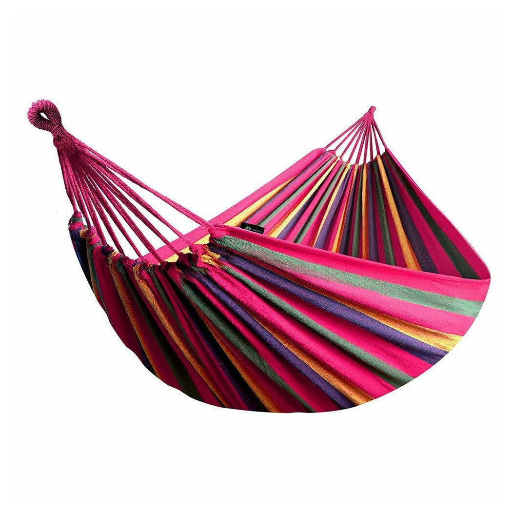 foto del prodotto trade shop traesio amaca da giardino singola in tessuto cotone relax campeggio 200x80cm multicolore 