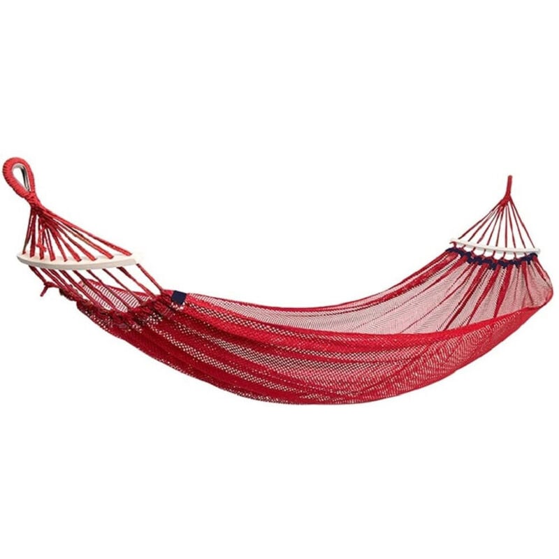 foto del prodotto trade shop traesio amaca in rete singola portatile dondolo per giardino cortile campeggio rossa 