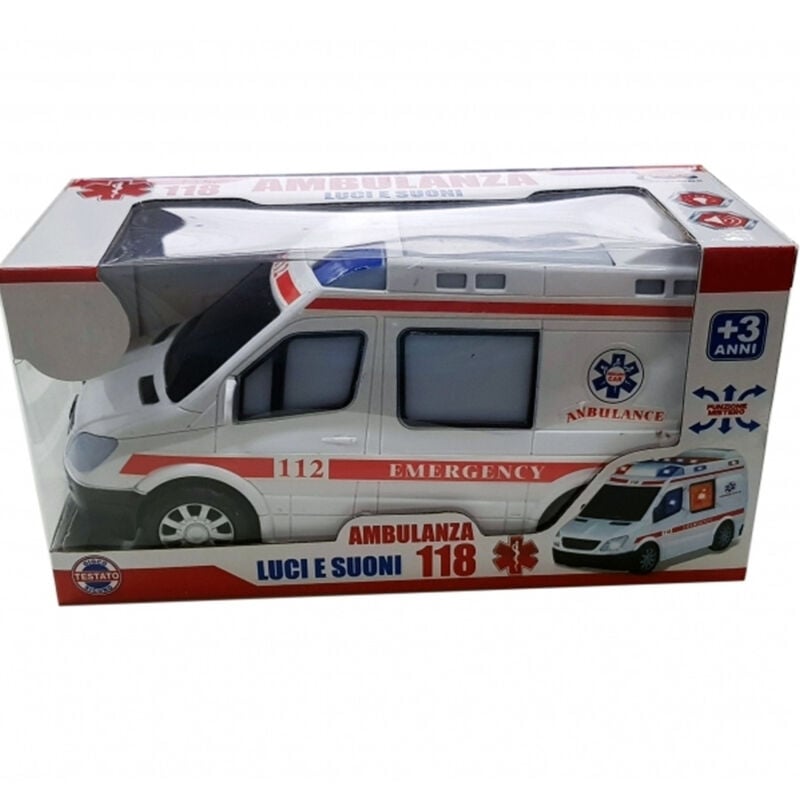 foto del prodotto trade shop traesio ambulanza emergenza 118 112 dottore con led luci e suoni ospedale gioco bimbo 