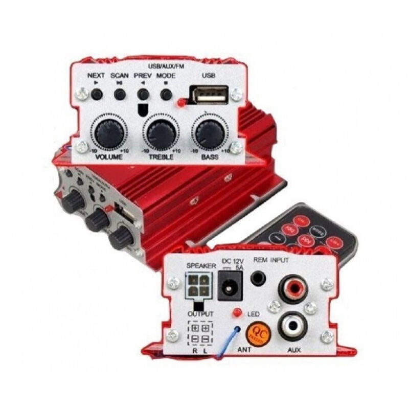 foto del prodotto trade shop traesio amplificatore audio 12v usb mp3 casa auto 2 canali stereo 500w telecomando ma700 