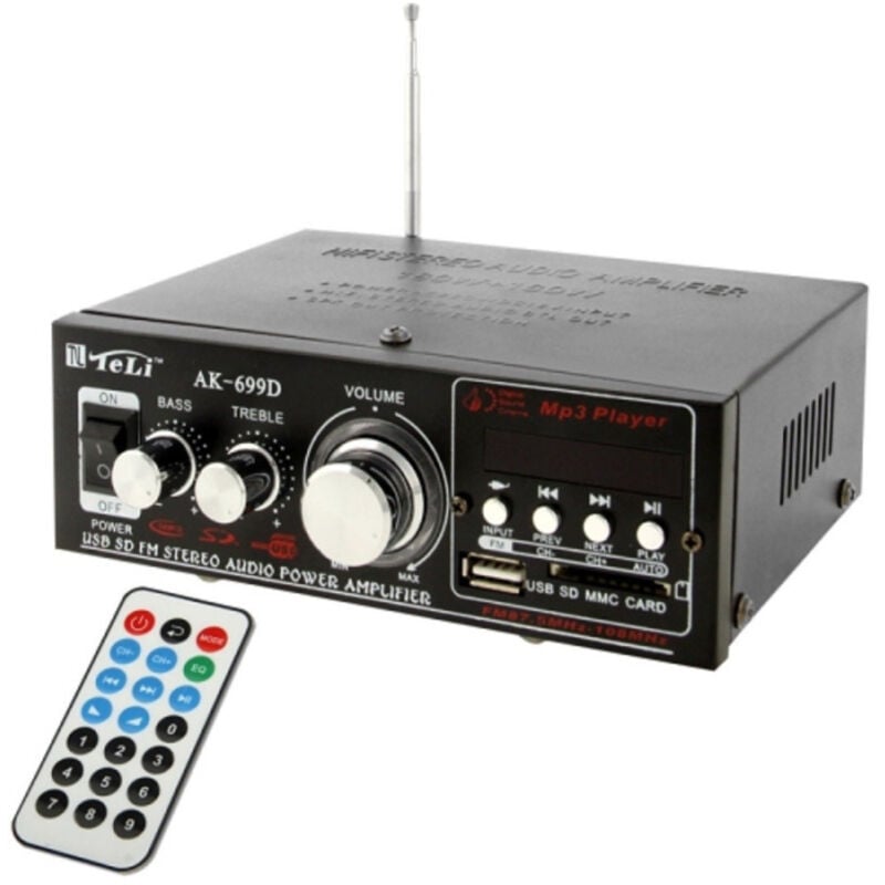 foto del prodotto trade shop traesio amplificatore audio ak 699d mp3 fm usb karaoke amplificatore con telecomando stereo 