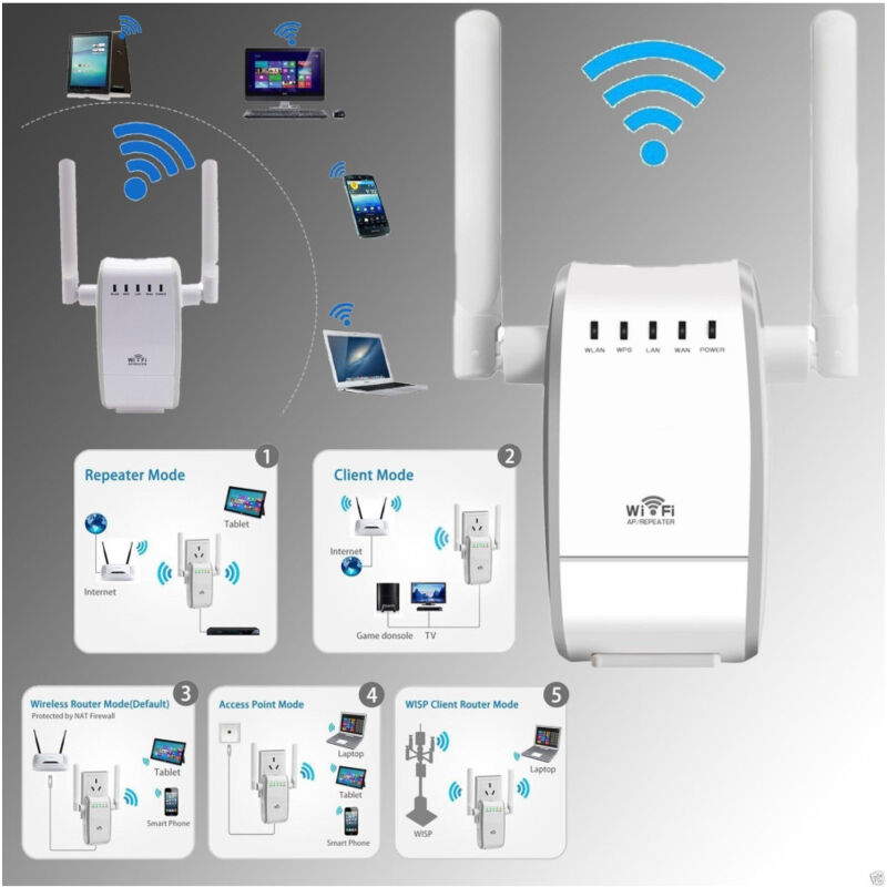 foto del prodotto trade shop traesio amplificatore segnale router 300mbps 2.4ghz wps wi fi extender b g n ap 802.11n 