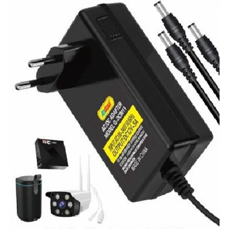 foto del prodotto trade shop traesio andowl adattatore alimentazione 3in1 ac dc 12v 5a alimentatore universale qy 9011 3 spine 
