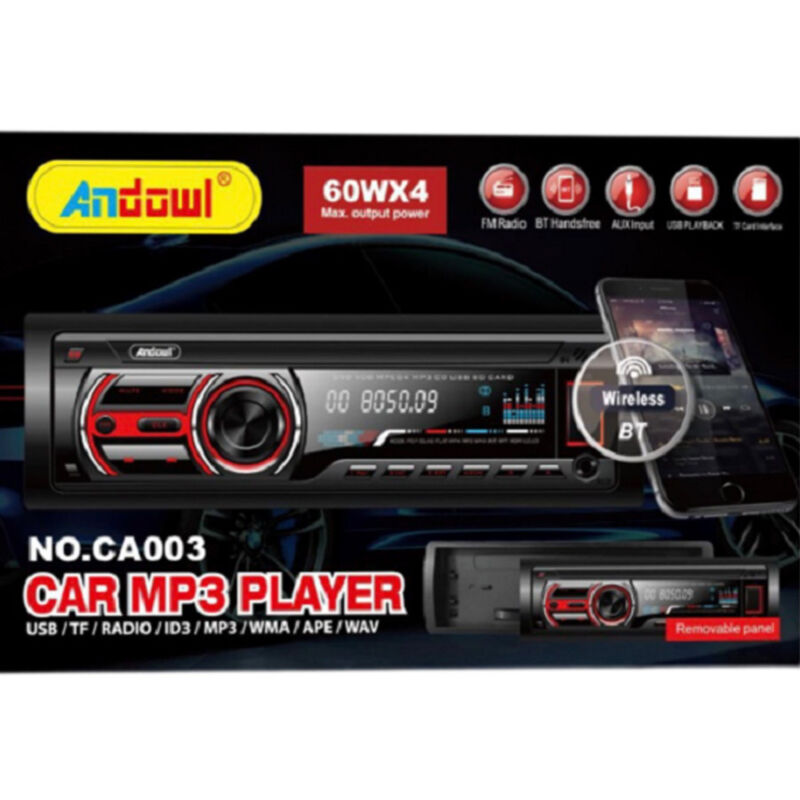 foto del prodotto trade shop traesio andowl autoradio lettore mp3 ca003 audio per auto universale 1 din bluetooth wireless 