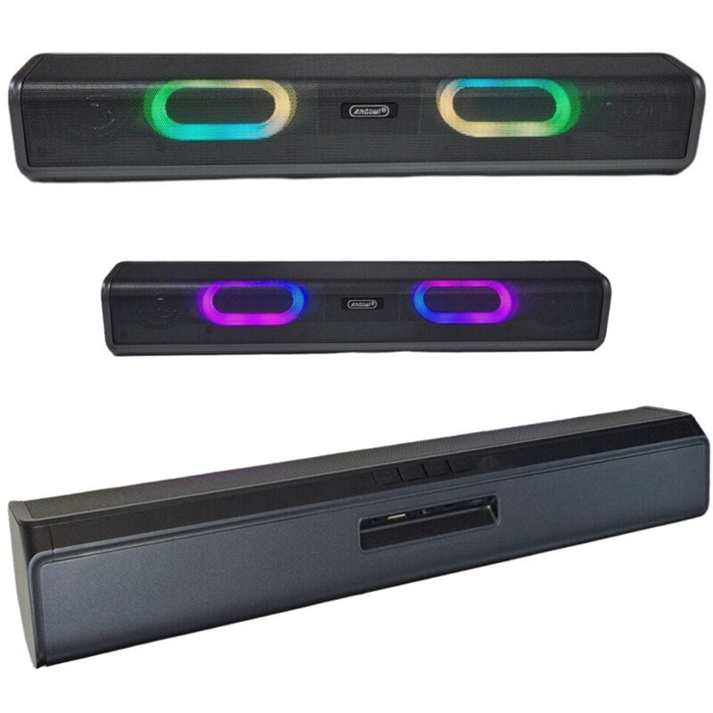 foto del prodotto trade shop traesio andowl cassa bluetooth 5.0 speaker microfono barra soundbar led rgb wireless q yx8891 