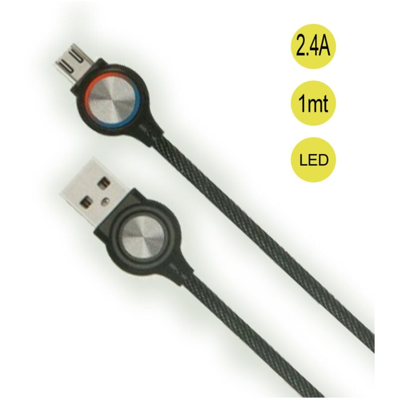 foto del prodotto trade shop traesio andowl cavo micro usb a usb2.0 2.4a con indicatore led dati carica ultra veloce qy w081 