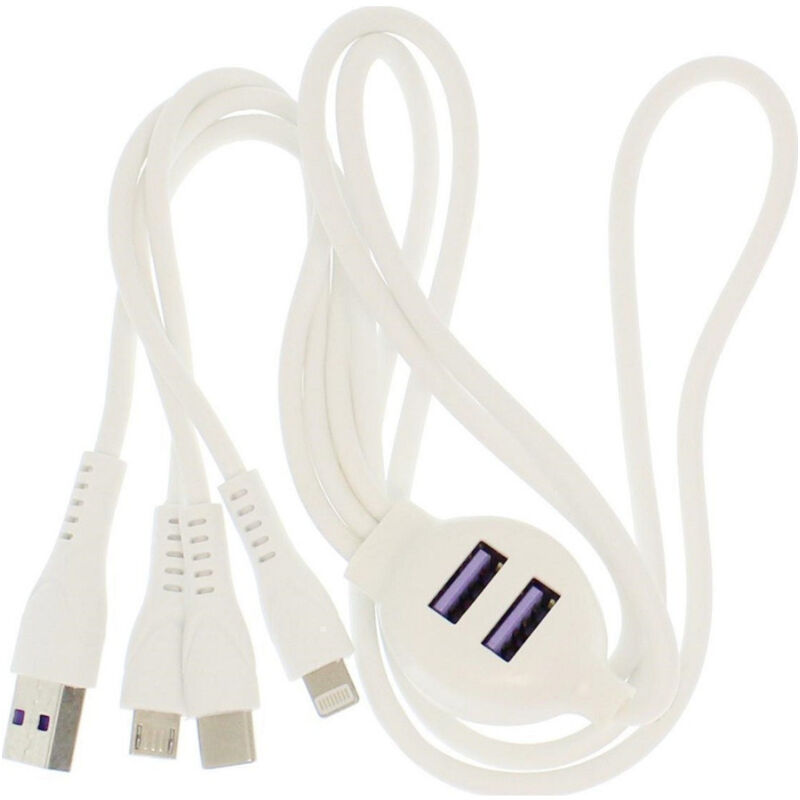 foto del prodotto trade shop traesio andowl cavo usb 5 in 1 40 cm ricarica rapida trasferimento dati 3.1a 2 porte usb q a35 
