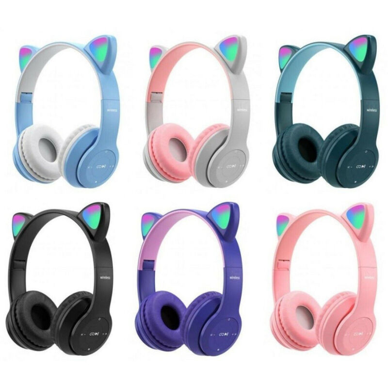 foto del prodotto trade shop traesio andowl cuffie bluetooth wireless gaming auricolare led orecchie gatto smartphone q em51 