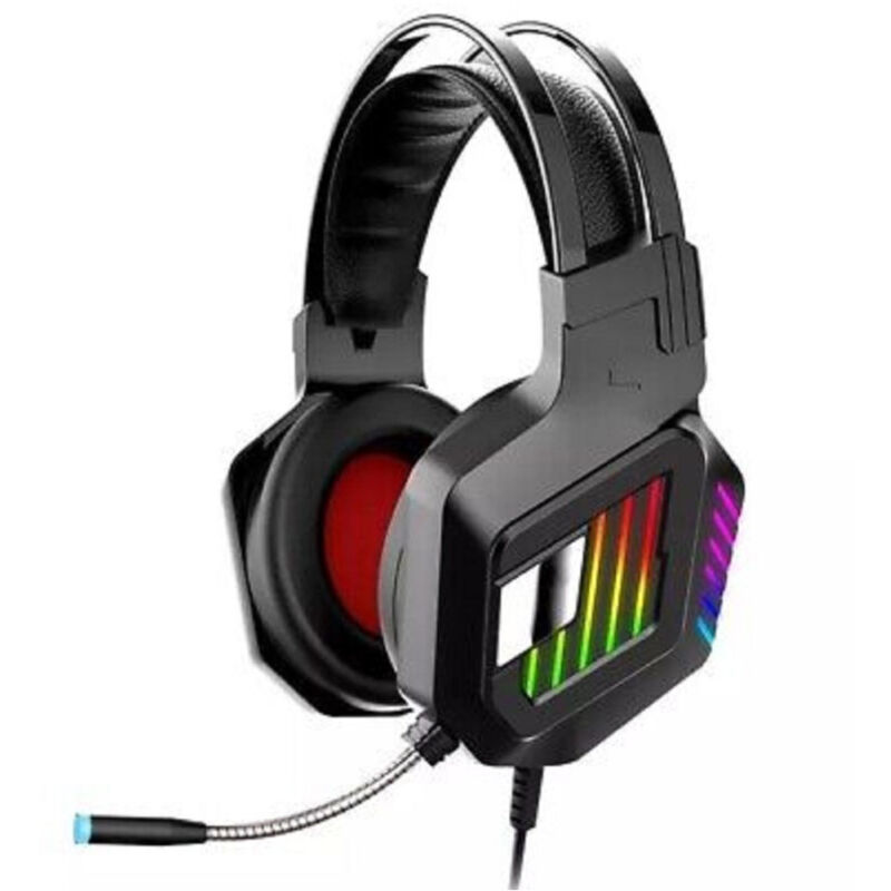 foto del prodotto trade shop traesio andowl cuffie gaming da gioco stereo bass con microfono luci a led rgb per ps4 pc qe8 