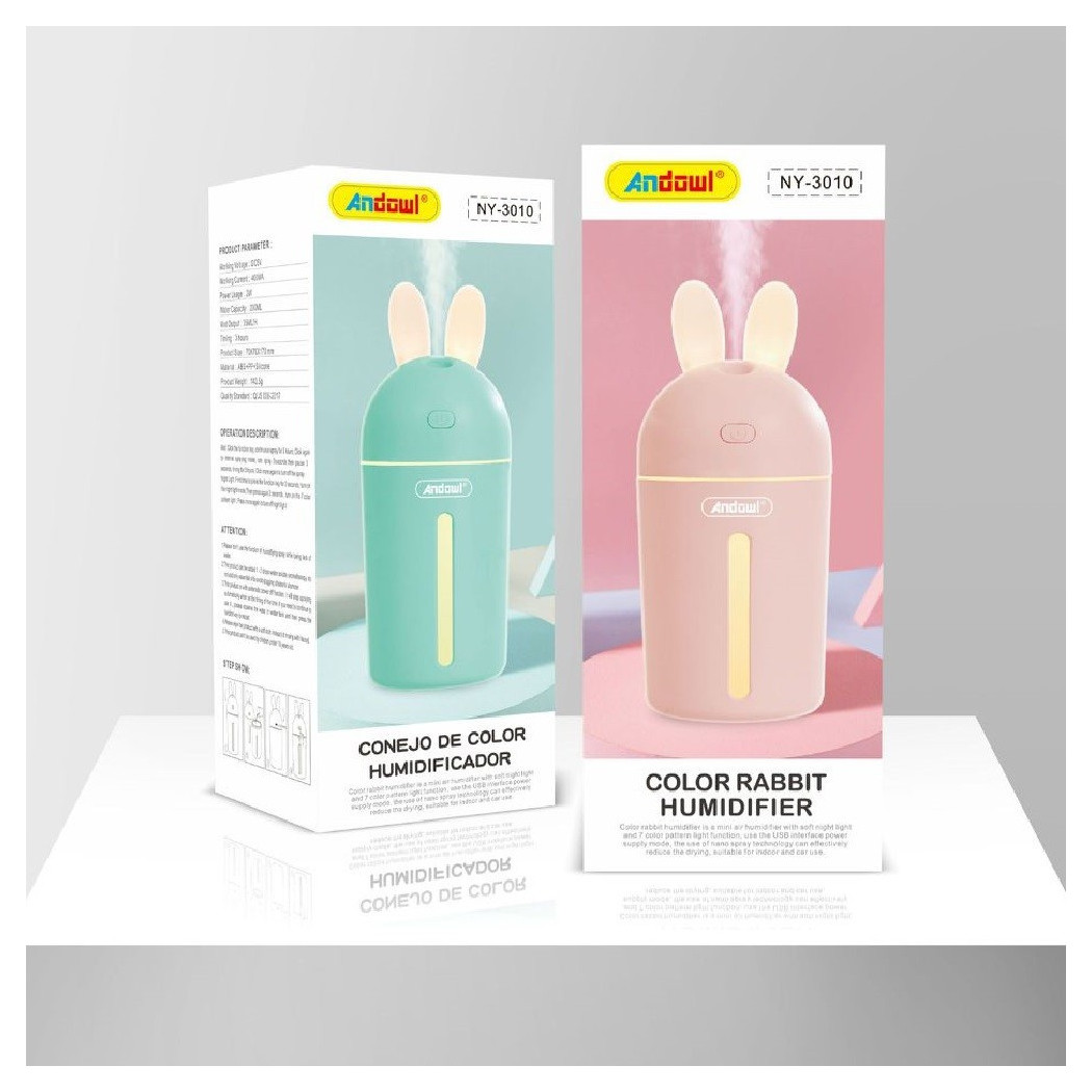 foto del prodotto trade shop traesio andowl diffusore aromi umidificatore 35ml h usb luce notturna auto casa bunny ny 3010 