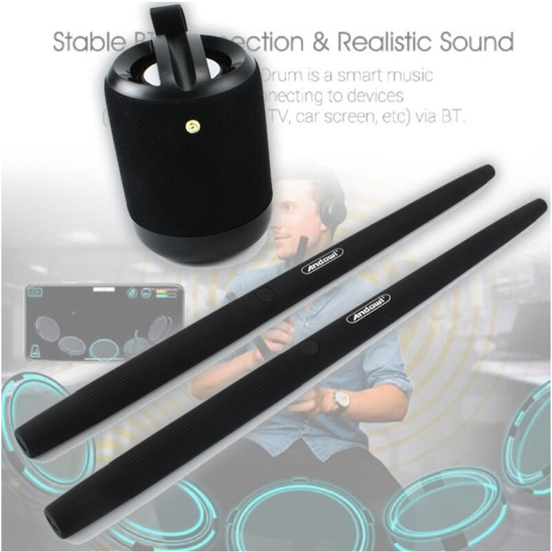 foto del prodotto trade shop traesio andowl kit batteria wireless virtuale q gu2 bacchette altoparlante portatile bluetooth 