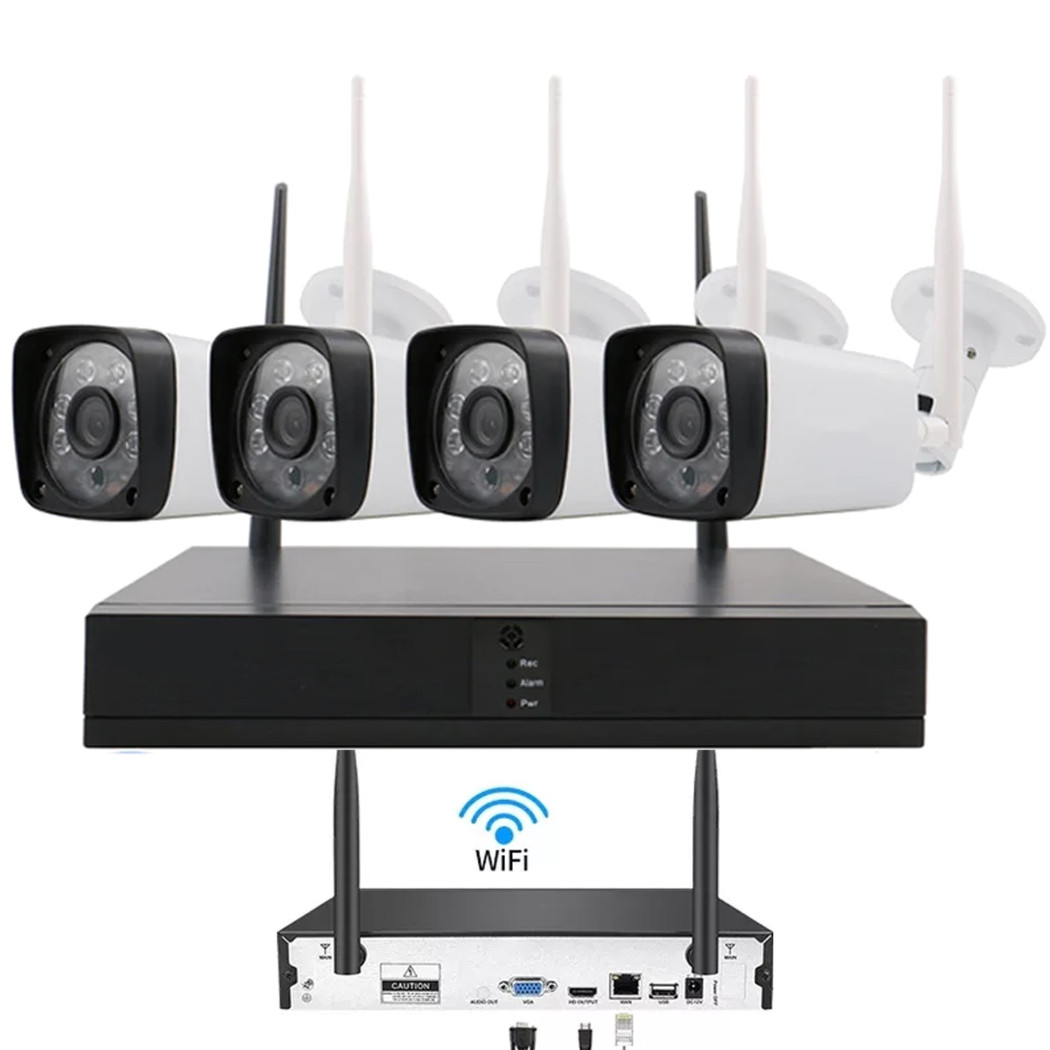 foto del prodotto trade shop traesio andowl kit dvr wireless wifi 4 canali sistema registrazione cctv hd 4 telecamera q s4i 