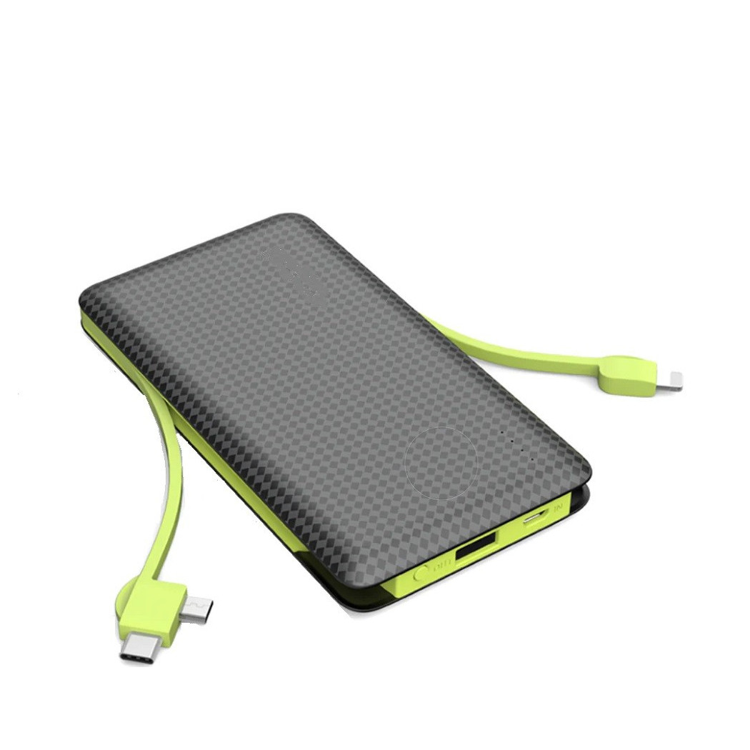 foto del prodotto trade shop traesio andowl powerbank 10000mah q a134 2 cavi connettori micro usb lightning type c caricatore 