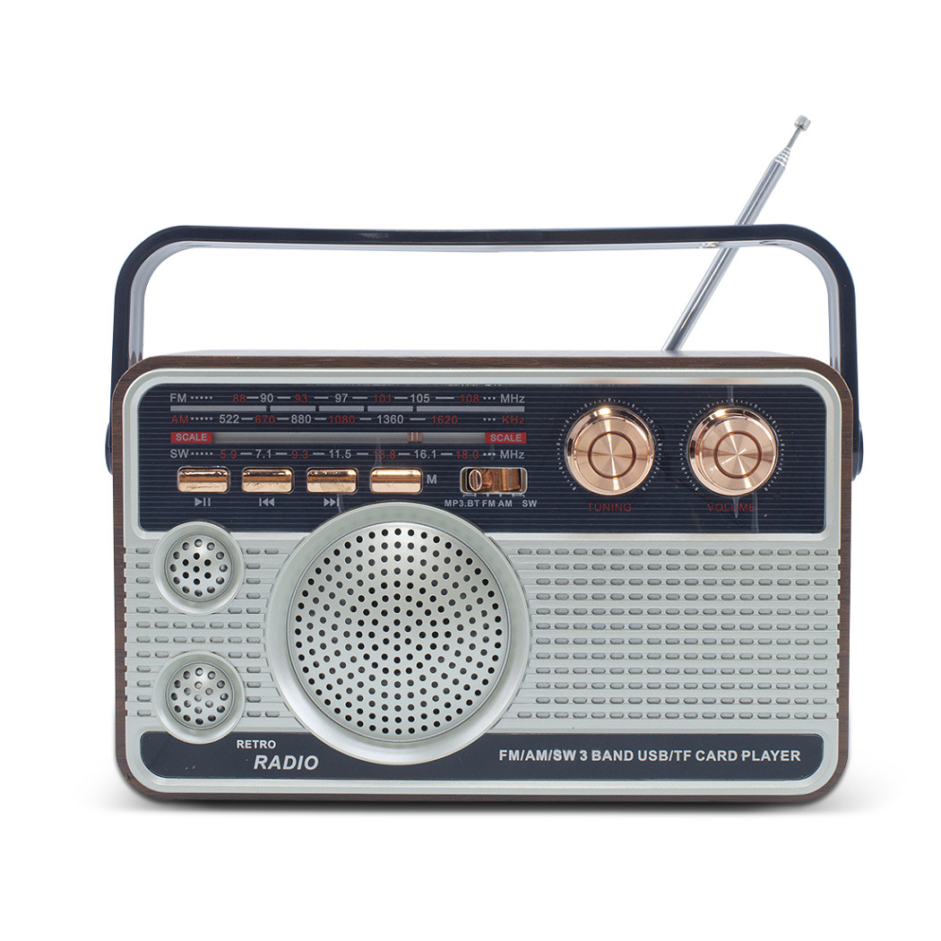 foto del prodotto trade shop traesio andowl radio fm retro wireless altoparlante mp3 portatile bluetooth usb aux tf q fm01 
