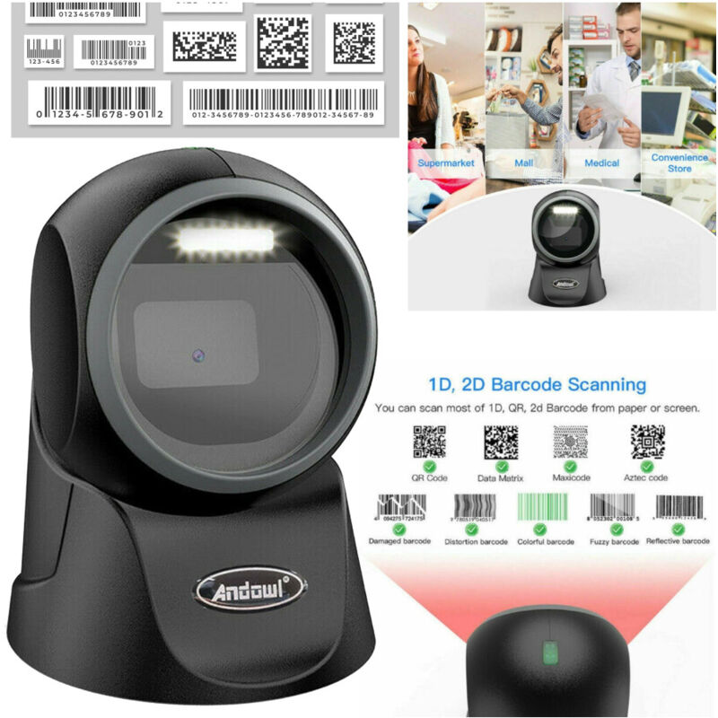 foto del prodotto trade shop traesio andowl scanner barcode lettore di codici a barre qr code 1d 2d usb da tavolo q sm50 