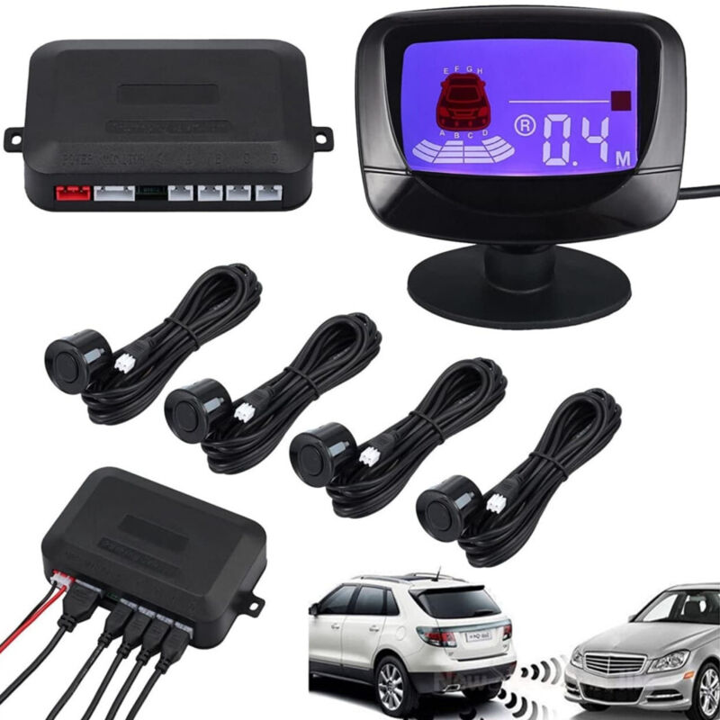 foto del prodotto trade shop traesio - andowl - sensore di parcheggio auto sistema a 4 sensori display led ad ultrasuoni q-ca202 -