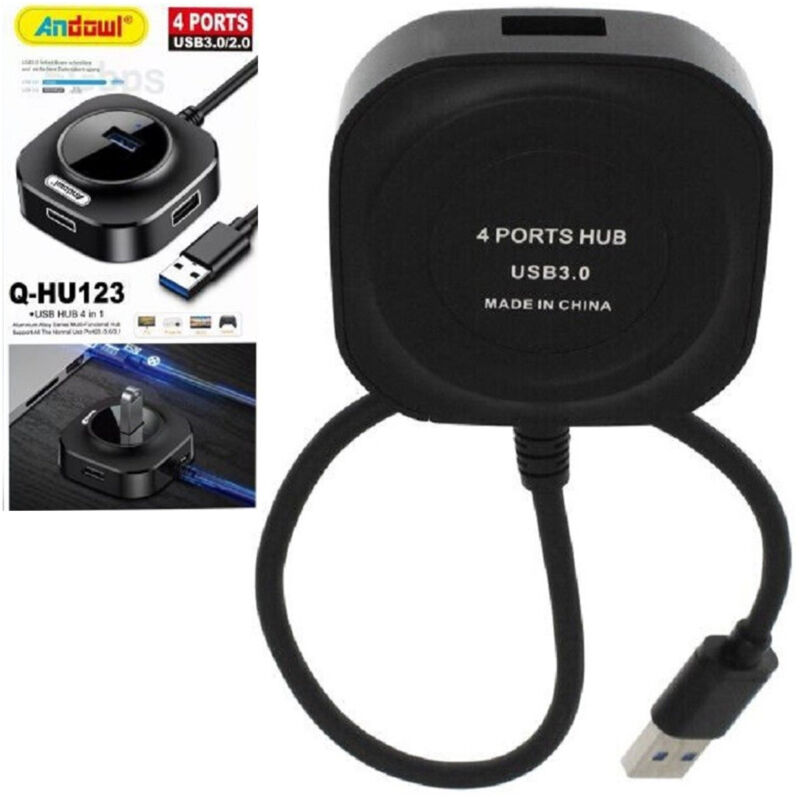 foto del prodotto trade shop traesio andowl smart hub usb 4 in 1 con 4 porte usb 3.0 2.0 q hu123 telefoni computer notebook 