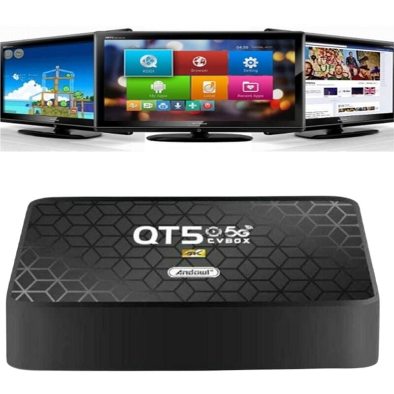 foto del prodotto trade shop traesio andowl smart tv box qt5 wifi hdmi supporta 5g risoluzione 4k connettivit bluetooth wifi 