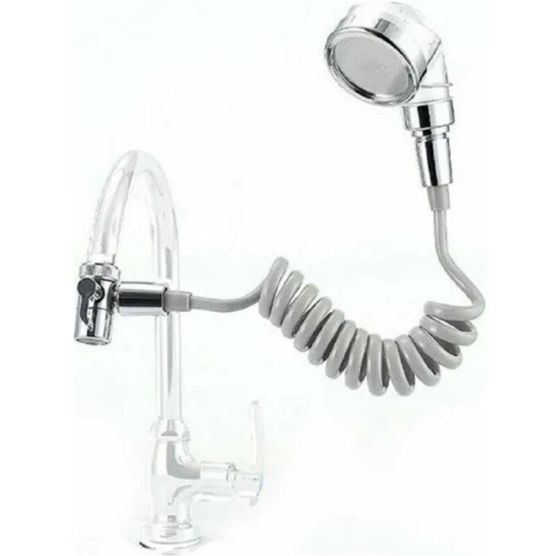 foto del prodotto trade shop traesio andowl soffione telefono doccia per rubinetto bagno cucina con spirale elastica q hs1 