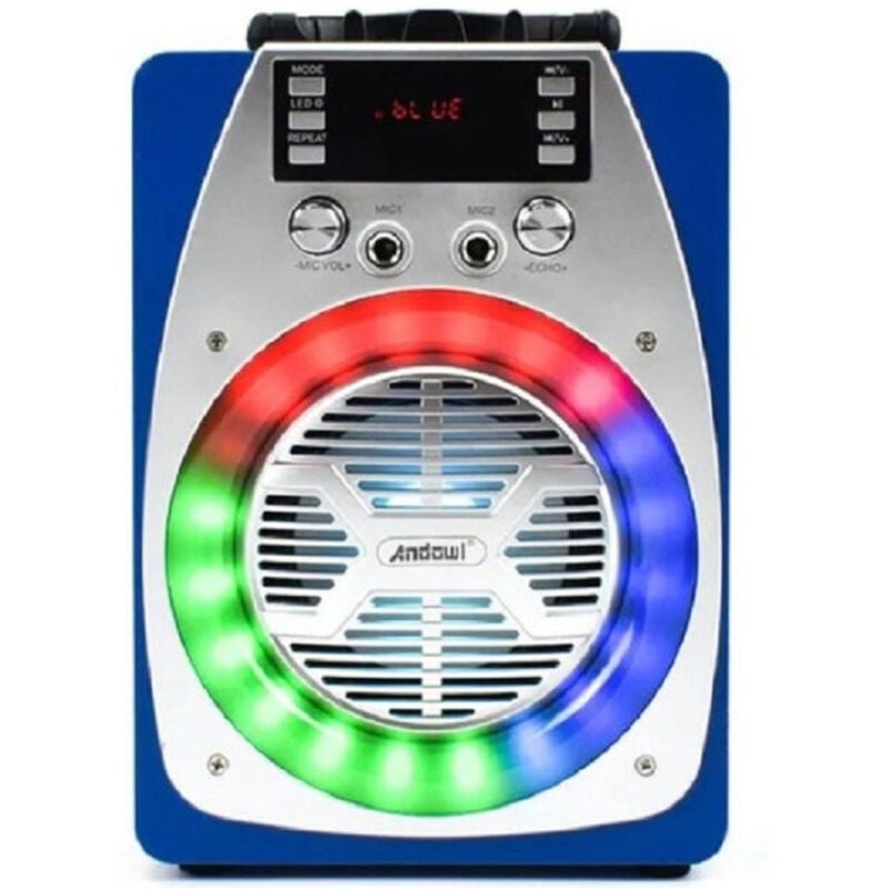 foto del prodotto trade shop traesio andowl speaker portatile karaoke altoparlante bluetooth wireless microfono led q yx606 