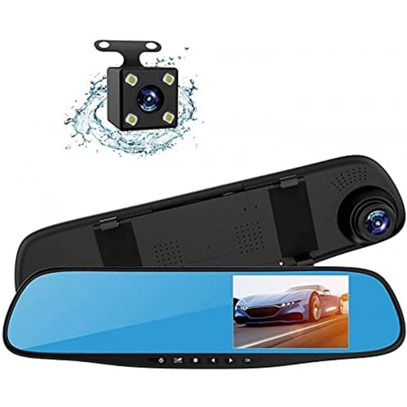 foto del prodotto trade shop traesio andowl specchietto camera posteriore hd registratore auto specchio retrovisore q a182 