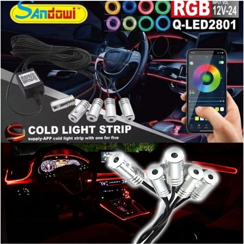 foto del prodotto trade shop traesio andowl striscia led illuminazione decorativa rgb led strip neon 12v per auto q led2801 