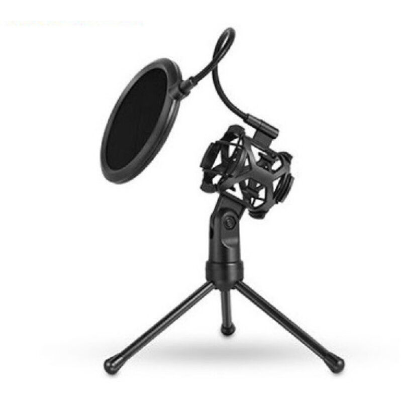 foto del prodotto trade shop traesio andowl supporto mini microfono tavolo ps 2 kit filtro anti pop treppiedi ragno microfono 