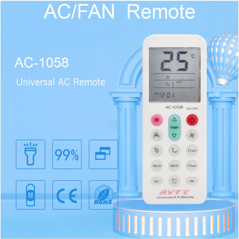 foto del prodotto trade shop traesio andowl telecomando universale sostitutivo condizionatore d aria climatizzatore q yk1058 