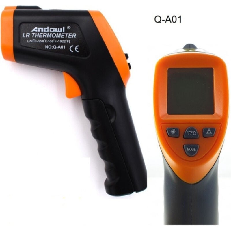 foto del prodotto trade shop traesio andowl termometro pistola digitale per temperatura a infrarossi senza contatto q a01 