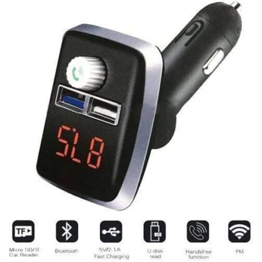 foto del prodotto trade shop traesio andowl trasmettitore fm auto bluetooth q b67 vivavoce lettore mp3 caricatore usb doppio 